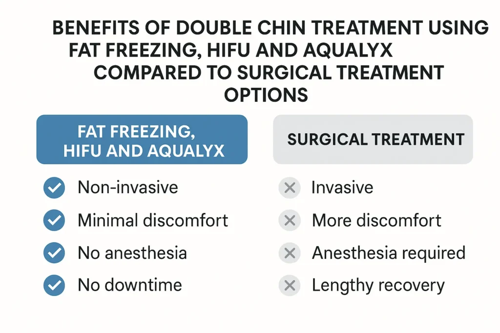 Graphic about the benefits of double chin treatment Willesden - from LA LIPO