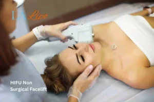 Woman having Hi-Fu to reduce wrinkles Willesden.