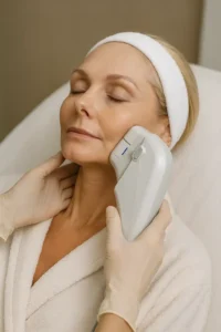 Woman receiving HIFU non surgical facelift treatment Willesden